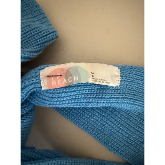 Free People FP Beach Cerulean Blue Knit Beachy Sweater Halter Tank Top Large - Picture 3 of 7